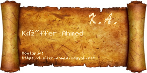 Küffer Ahmed névjegykártya